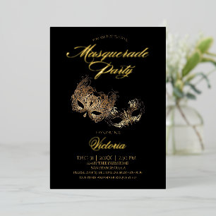 Invitation En Aluminium  Bal de masques noir 