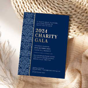 Invitation En Aluminium BAL GALA élégant moderne bleu marine or