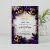 Invitation En Aluminium Bal Masqué Quinceañera Royal Baroque Violet (Debout devant)