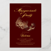Invitation En Aluminium Bal Masqué Rouge (Recto)
