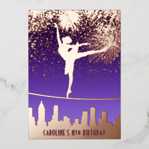 Invitation En Aluminium Ballerine Feu d'artifice sur la skyline de NYC Bal