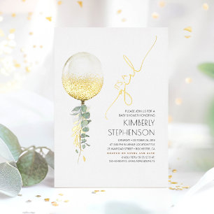 Invitation En Aluminium Ballon Pailleté Or Cadeau Baby Shower C'est Une Fi