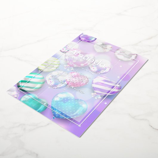 Invitation En Aluminium Balloon Bokeh fête d'anniversaire (Rotation)