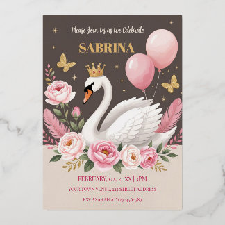 Invitation En Aluminium Balloon rose Swan Princesse Balloon Anniversaire