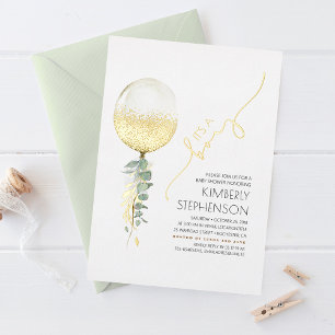 Invitation En Aluminium Balloons Pailletés Or Fête Moderne de Bébé C'est u