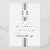 Invitation En Aluminium Bandes de feuille d'argent réel, mariage monogramm (Recto)