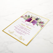 Invitation En Aluminium Baptême croisé d'Améthyste pourpre brillant (Rotation)