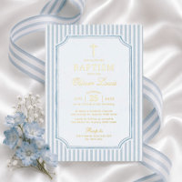 Baptême de bébé garçon à rayures bleues vintage mo