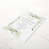 Invitation En Aluminium Baptême de couple Elegant Monogram Greenery Or (Rotation)