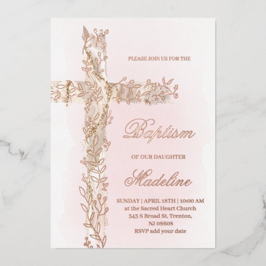 Invitation En Aluminium Baptême de la Sainte Croix (Recto)