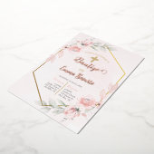 Invitation En Aluminium Baptême Fille Rose Blush (Rotation)