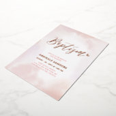Invitation En Aluminium Baptême Fille Rose Gold & Rose Coeur (Rotation)