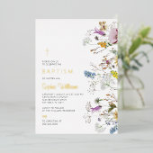 Invitation En Aluminium Baptême Fleur sauvage Boho (Debout devant)