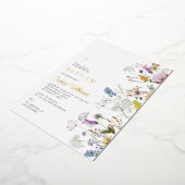 Invitation En Aluminium Baptême Fleurs Sauvages Bohème (Rotation)