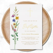 Invitation En Aluminium Baptême floral