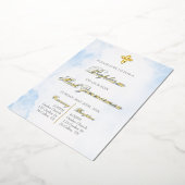 Invitation En Aluminium Baptême garçon en feuille d'or (Rotation)