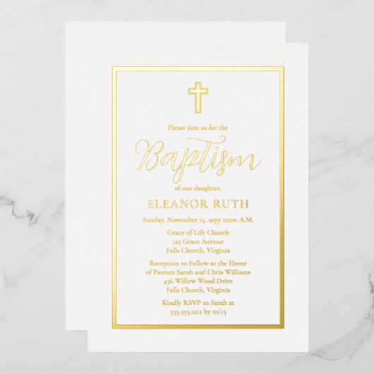 Invitation En Aluminium Baptême minimaliste simple et élégant (Recto/Verso)