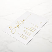 Invitation En Aluminium Baptême Moderne Élégant Script Or (Rotation)