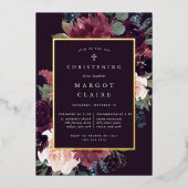 Invitation En Aluminium Baptême ou baptême en fleurs de prune (Recto)