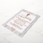 Invitation En Aluminium Baptême Rose Faux Lace / Christening (Rotation)
