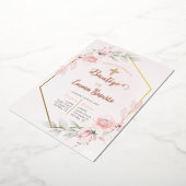 Invitation En Aluminium Baptême rose rousse fille (Rotation)