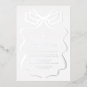 Invitation En Aluminium Baptême simple en argent