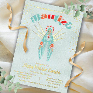 Invitation En Aluminium Baptême Vierge de Guadalupe Baptême Mère Marie