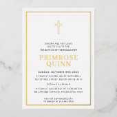 Invitation En Aluminium BAPTISME moderne minimaliste rose transfrontalier (Recto)