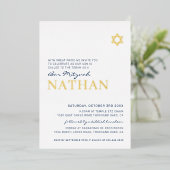 Invitation En Aluminium BAR MITZVAH étoile moderne marine or bleu Foil (Debout devant)