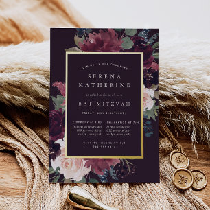 Invitation En Aluminium Bar Mitzvah Fleur de Prunier
