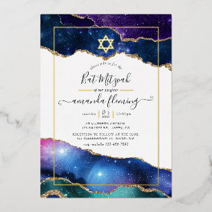 Invitation En Aluminium Bar Mitzvah Galaxie Agate 