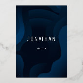 Invitation En Aluminium Bar Mitzvah Marine moderne Vagues VRAI OR (Verso)