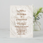 Invitation En Aluminium Barocco Floral Mariage (Debout devant)