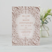 Invitation En Aluminium Baroque Elegance Blush Rose Gold Wedding (Debout devant)
