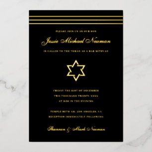 Invitation En Aluminium Barre à rayures traditionnelles Mitzvah Star de Da