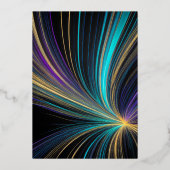 Invitation En Aluminium Barre Mitzvah Blue et Gold Rays (Verso)