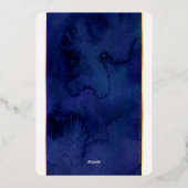 Invitation En Aluminium BARRE MODERNE MITZVAH bleu aquarelle or écriture (Verso)