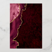 Invitation En Aluminium Bat mitzvah d'agate de Bourgogne et de Gold Faux (Verso)