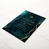 Invitation En Aluminium Bat mitzvah d'agate turquoise et Gold Faux (Rotation)