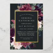 Invitation En Aluminium Bat mitzvah de fleurs de prune (Recto)