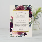 Invitation En Aluminium Bat mitzvah de fleurs de prune (Debout devant)