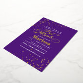 Invitation En Aluminium Bat Mitzvah Écriture Élégante OR VÉRITABLE (Rotation)