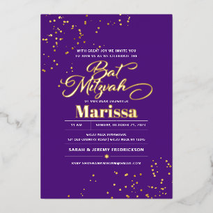 Invitation En Aluminium Bat mitzvah Élégant Script VRAI OR