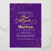 Invitation En Aluminium Bat mitzvah Élégant Script VRAI OR (Recto)