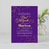 Invitation En Aluminium Bat mitzvah Élégant Script VRAI OR (Debout devant)