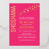 Invitation En Aluminium Bat mitzvah Élégant VÉRITABLE OR moderne Invitati (Recto)