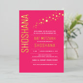 Invitation En Aluminium Bat mitzvah Élégant VÉRITABLE OR moderne Invitati (Debout devant)