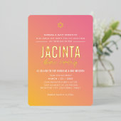 Invitation En Aluminium BAT MITZVAH étoile moderne dégradé rose jaune (Debout devant)