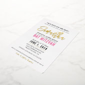 Invitation En Aluminium BAT MITZVAH moderne écriture rose doré joli (Rotation)