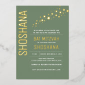 Invitation En Aluminium Bat mitzvah Moderne Élégant VRAI OR (Recto)